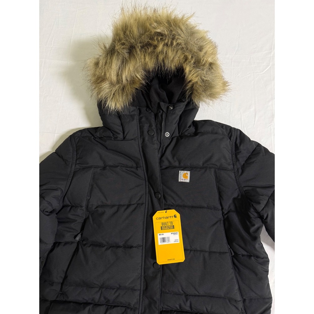 Carhartt Montana Insulated Coat Womens M Black Faux Fur Hood Parka OC5456 - Picture 3 of 12